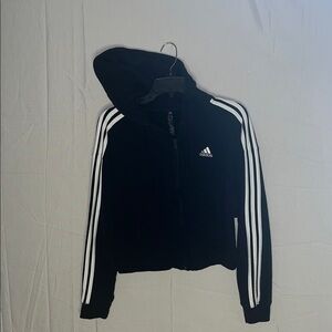 Adidas Black Zip-Up Hoodie with White Accents